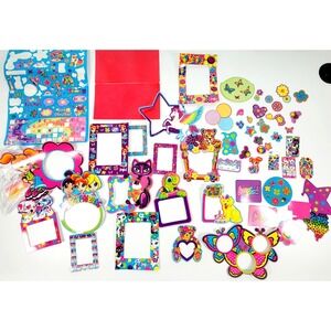Huge Lisa‎ Frank Vintage Y2K Lot Cardboard Picture Frames Stickers Scrapbook